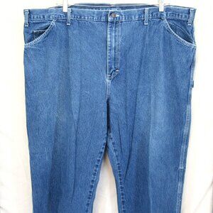 Dickies Men's Carpenter Style Blue Jeans Workwear Relaxed Fit Straight Leg 48X30